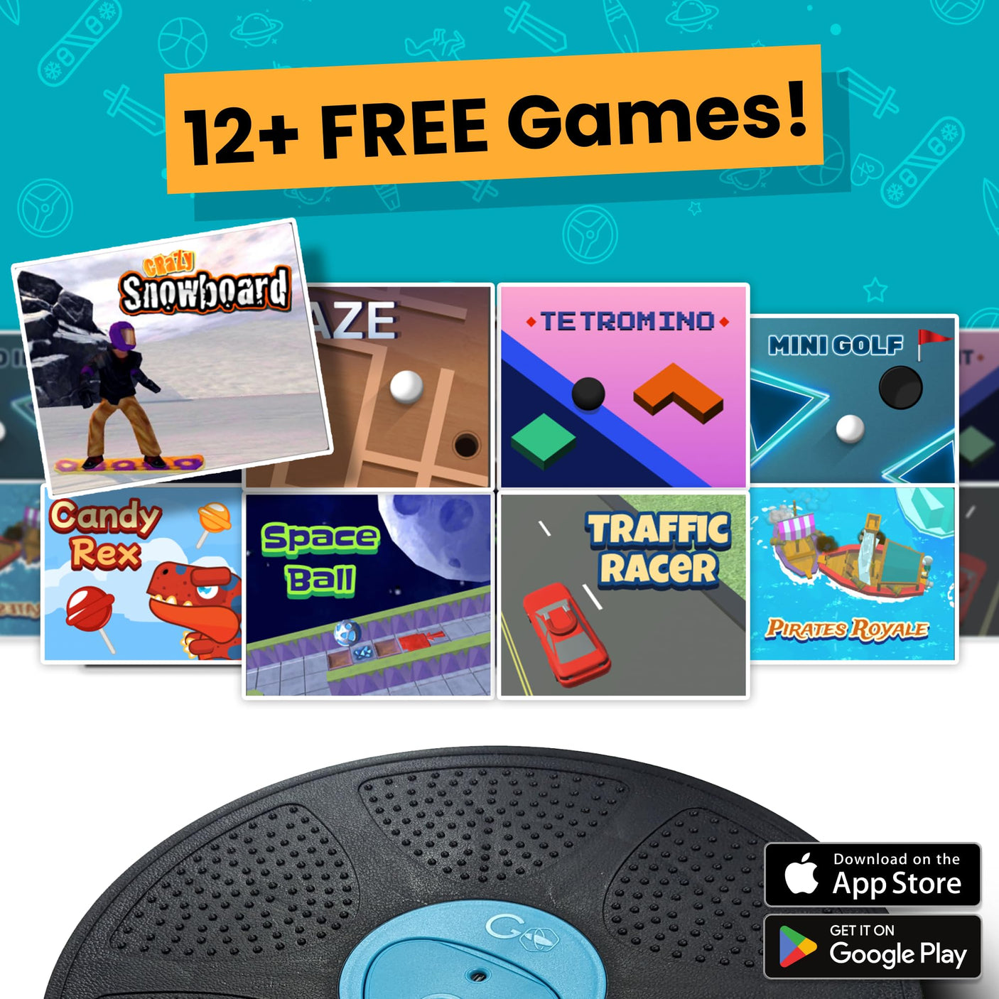 GoBalance Board - App-Enabled Balance Board. Smart Bluetooth Sensor, 12 FREE Interactive Games - Fun, Balance Training and Home Gym Workout! Boost Coordination & Strength for Teens and Adults