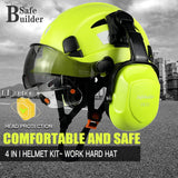 Industrial Safety Helmet with Visor Ear Muffs Hard Hat with Visor Vented Hardhats Construction Work Head Protection ANSI