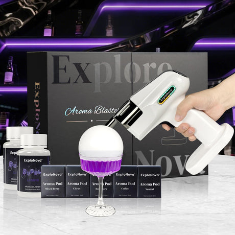 Cocktail Bubble Smoke Gun with 5 Flavour Aroma Pods and Edible Bubbles, Electric Bubble Smoke Machine, Food Drink Decor Perfect for Bar, Party and Home, Gift for Engagement & Birthday