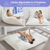 Hobestluk 3 in 1 Bean Bag Chair Giant Bean Bag Chairs Convertible Bean Bag Floor Cushion with Machine Washable Cover, Beanbag Chairs for Adult (Dark Grey)