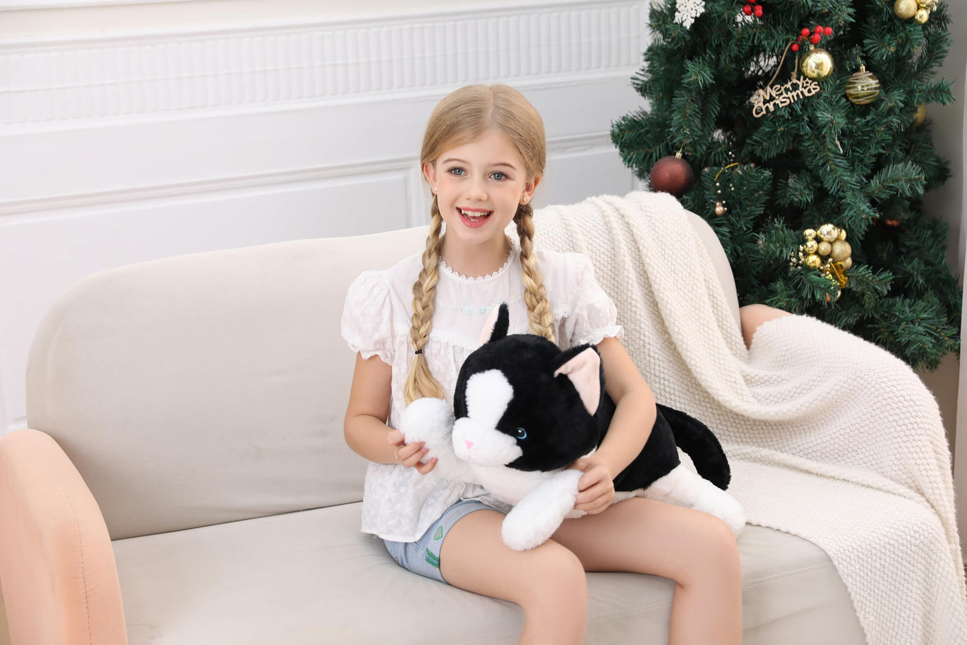 5 lbs, 24 inches Panda Weighted Stuffed Animals, Cuddly Weighted Panda Plush Pillow Giant Plushie Ideal Gift for Adults & Kids