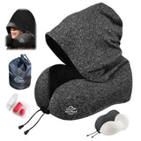 Travel Pillow with Extra Large Hood for Airplane Long Flights Privacy and Comfort Memory Foam with Velvet Cover for Road Trip Head&Neck Support for Plane Office Cars Sleeping & Rest (Pink)