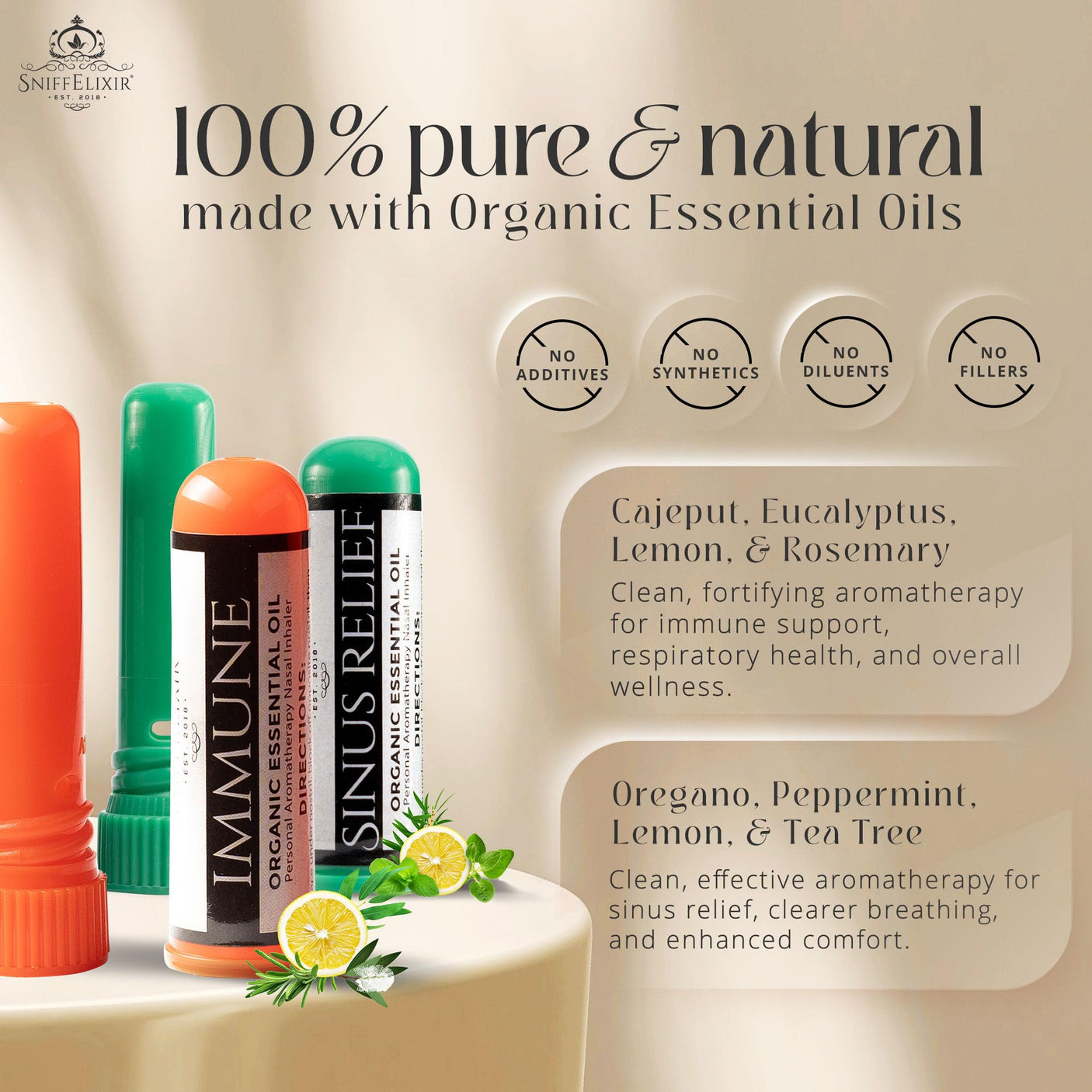 Nasal Stick Inhaler Lavender Nasal Aromatherapy Inhaler - Natural Essential Oil Inhaler for Calm Mind, Mood Boost Nausea Inhaler Relaxation Gifts Nasal Inhaler Stick Portable Nasal Inhalers for Adults