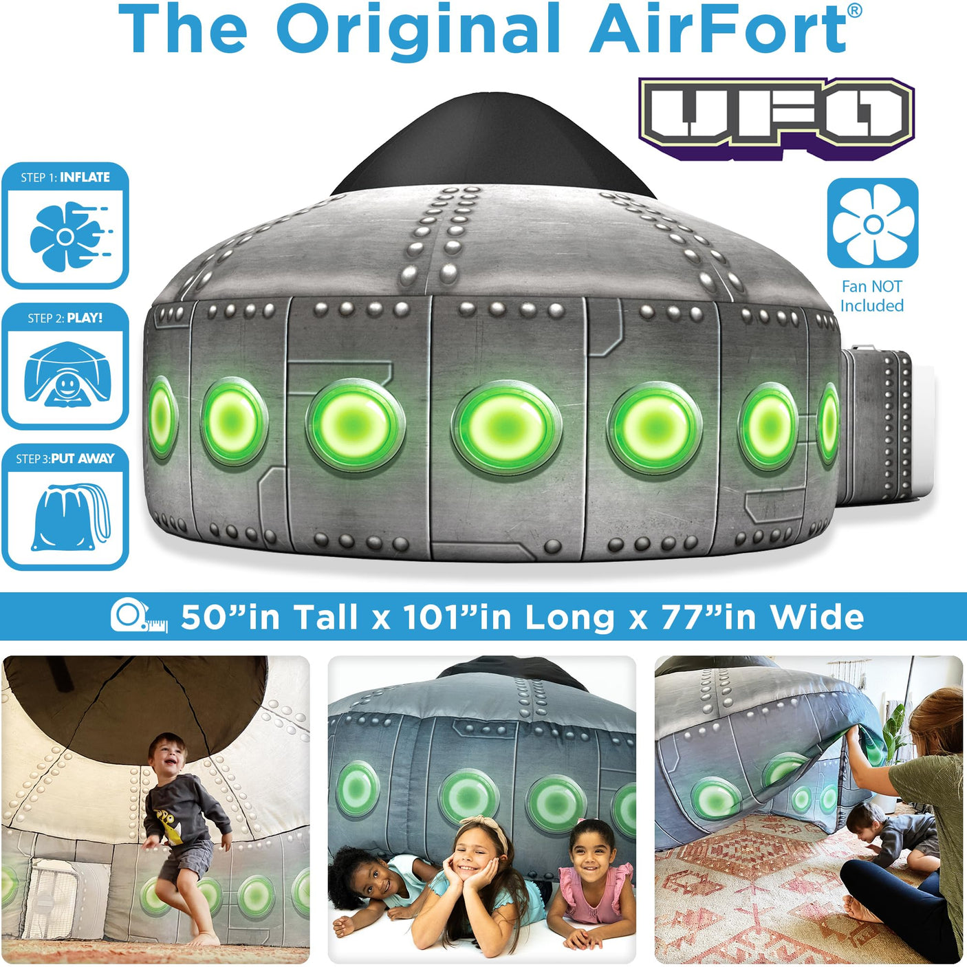 The Original Patented AirFort - Build A Fort in 30 Seconds, Inflatable Fort for Kids, Play Tent for 3-14 Years, A Playhouse Where Imagination Runs Wild, Fan not Included (Starry Night)