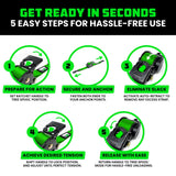 Rhino USA Retractable Ratchet Straps (4-Pack) - 1 Inch x 10 Feet (1,209lb Break Strength) - Heavy Duty Auto Self Retracting Tie Down Straps for Truck, Cargo Trailer, Motorcycle, Rad & More - Green