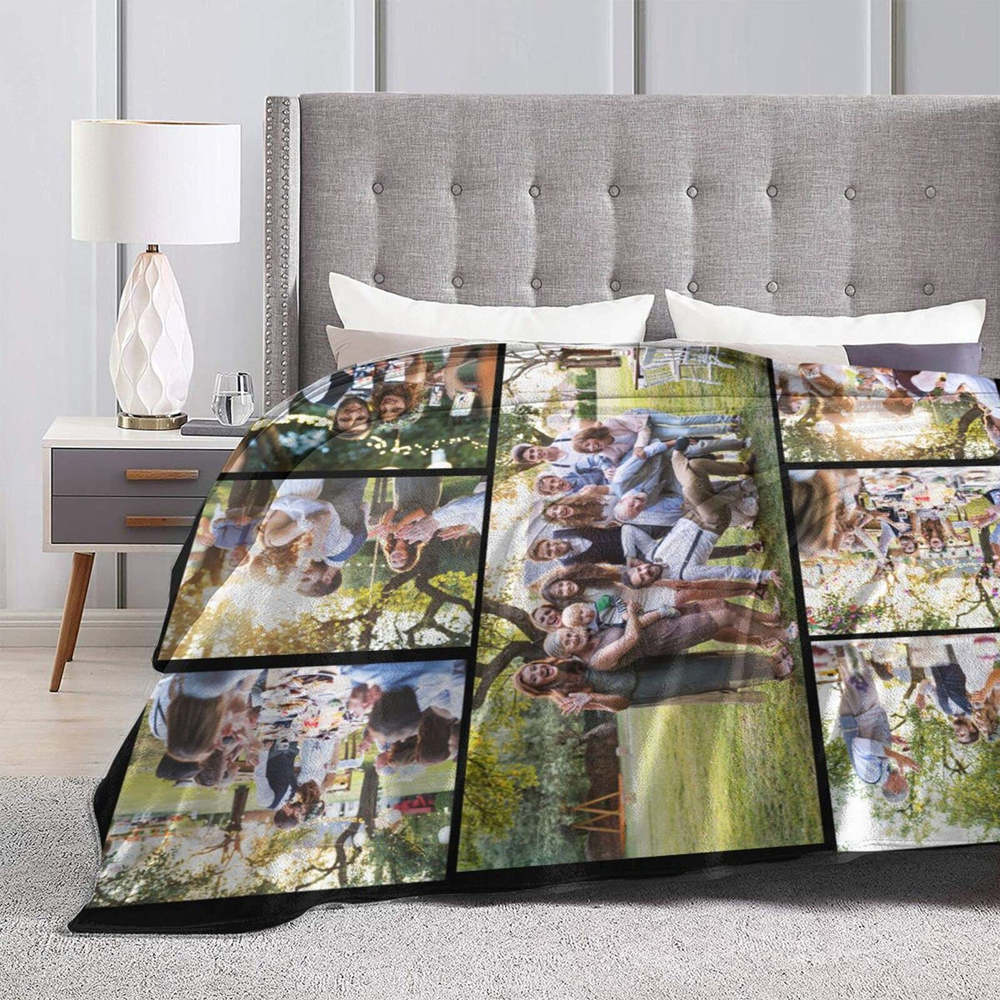 Custom Blanket with Photo Text Personalized Bedding Throw Blankets Customized Flannel Fleece Blankets for Family Birthday Wedding Gift Fits Couch Sofa Bedroom Living Room (1 Photos, 40"x50")