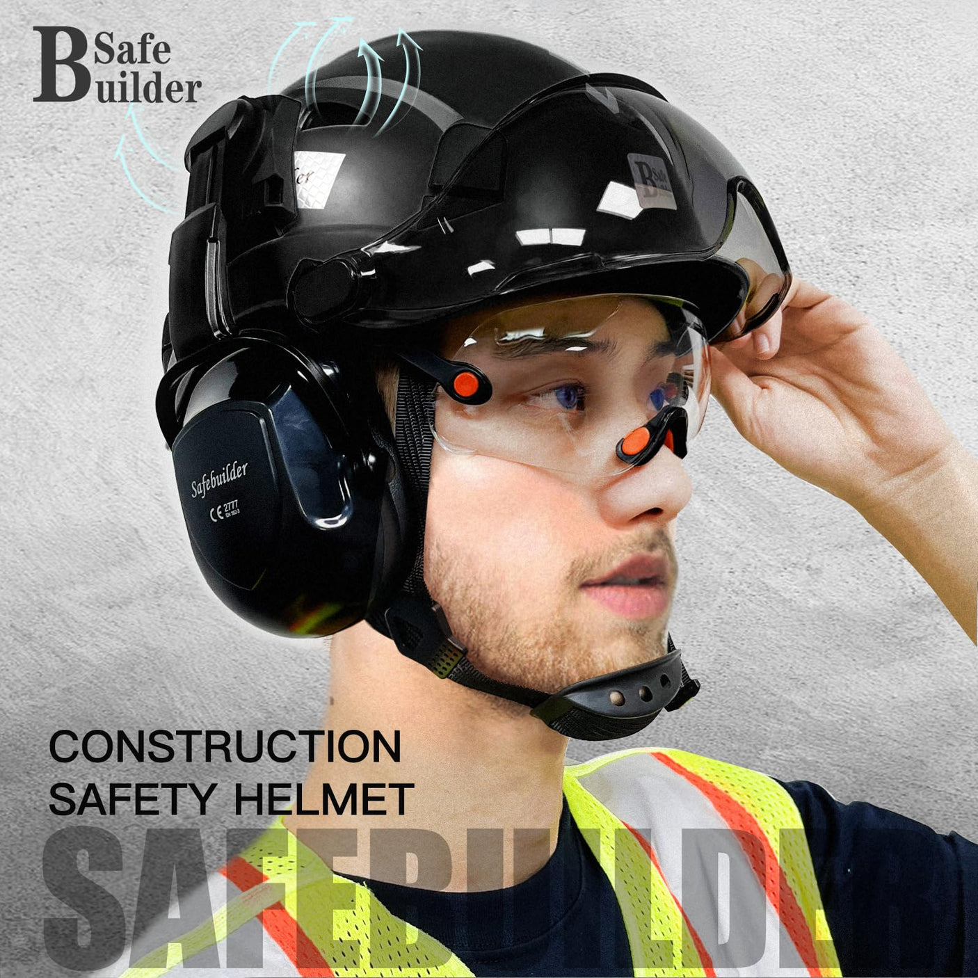 Industrial Safety Helmet with Visor Ear Muffs Hard Hat with Visor Vented Hardhats Construction Work Head Protection ANSI