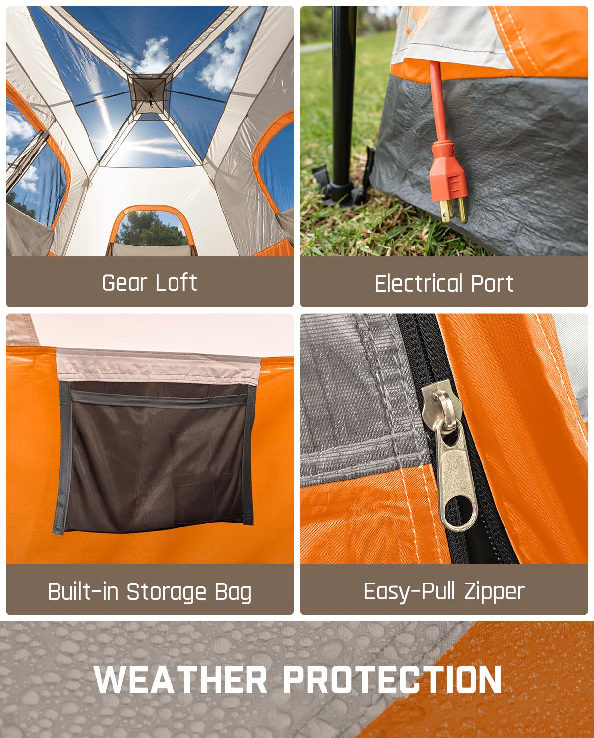 FanttikOutdoor Camping Tent 4/6/8/10 Person Instant Cabin Tent Setup in 60 Seconds with Rainfly & Windproof Portable with Carry Bag for Family Camping & Hiking