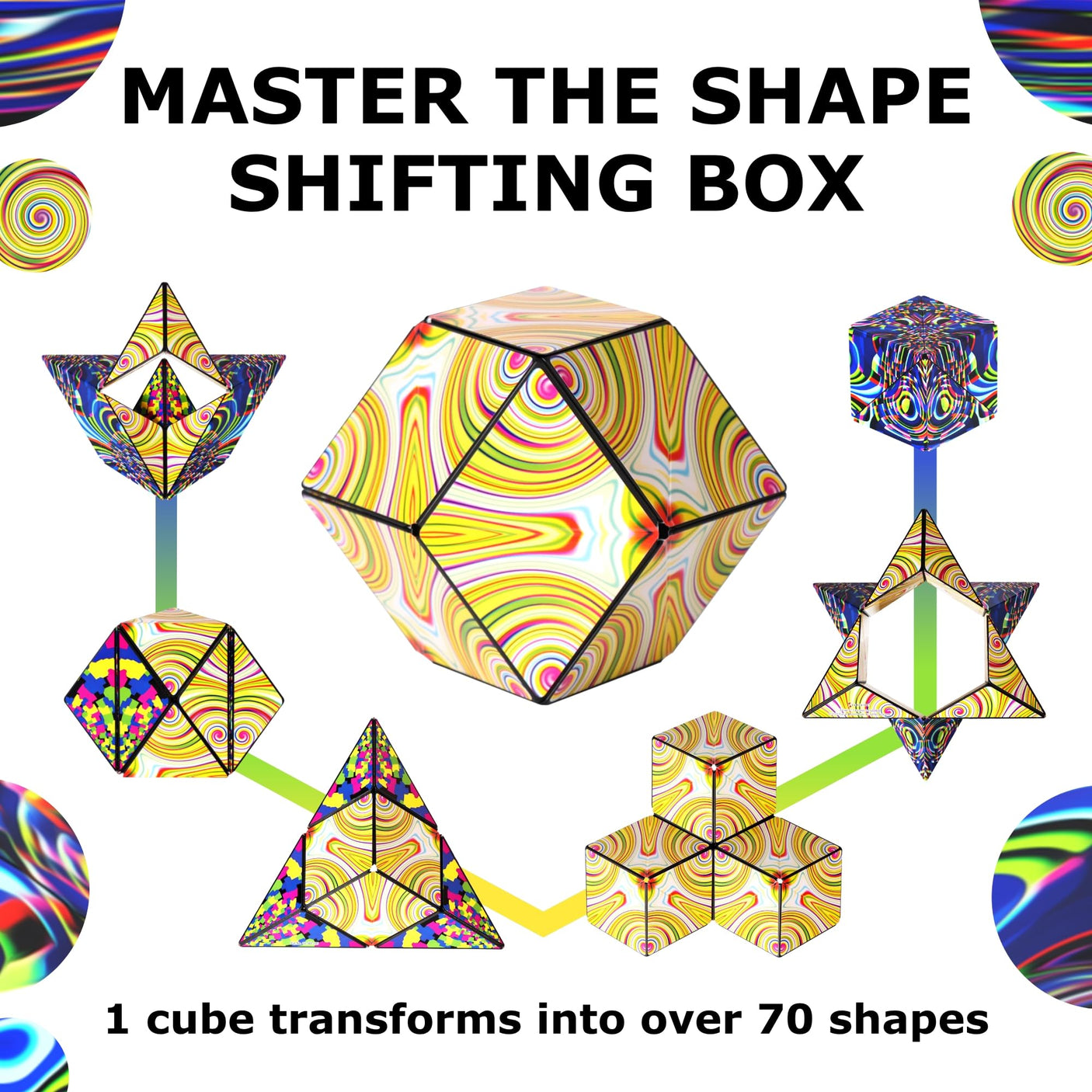 SHASHIBO Holographic Shape Shifting Box - STEM Magnetic Fidget Cube That Transforms Into Over 70 Shapes, Download Fun in Motion Toys Mobile App (Vapor)