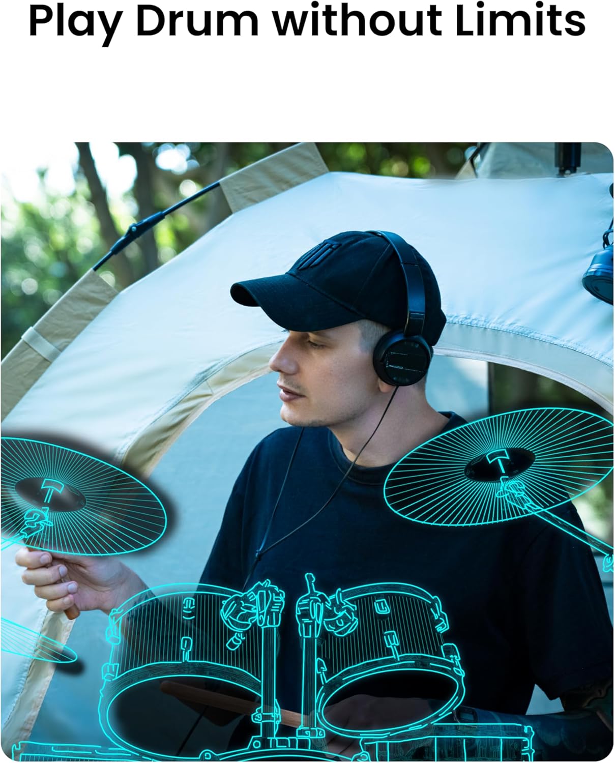 AeroBand Electronic Drum Set PocketDrum2 MAX（2025 Version）, Air Drum Sticks & Pedals & Bluetooth Adapter, Play Drum Anywhere Anytime, 8 Tones and USB Midi Teens Adult Drummer Gift (Earphone Included)