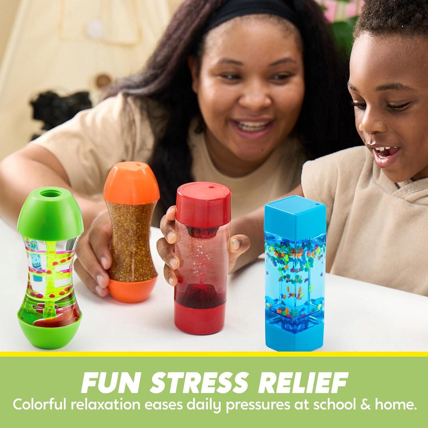 JOYIN 4-Pack Fidget Tubes for Kids, Sensory Tubes, Stress Relief Toy, Speech Therapy Materials, Calming Toys for Children with Autism, Calm Down Corner Supplies, Easter Presents for Toddlers