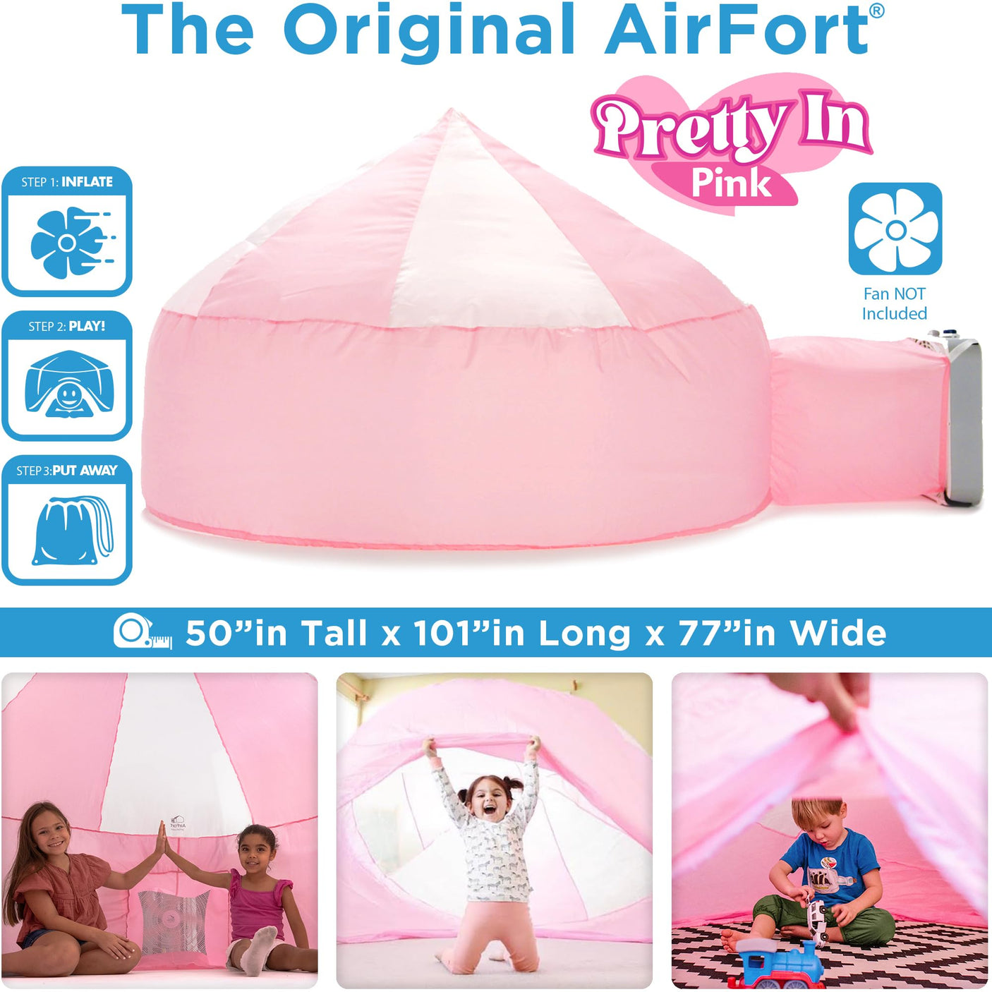 The Original Patented AirFort - Build A Fort in 30 Seconds, Inflatable Fort for Kids, Play Tent for 3-14 Years, A Playhouse Where Imagination Runs Wild, Fan not Included (Starry Night)