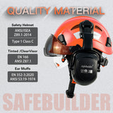 Industrial Safety Helmet with Visor Ear Muffs Hard Hat with Visor Vented Hardhats Construction Work Head Protection ANSI