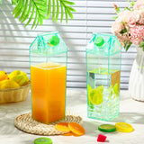 Remerry 3 Pcs Milk Carton Water Bottle Square Plastic Coffee Portable Reusable Milk Carton Cup Leakproof Juice Bottle