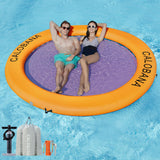 Round Floating Ring Inflatable Water Hammock Heavy Duty River Floats Lake Raft for Adults Tanning Pool Lounger Float Island Platform Pad Mat for Party