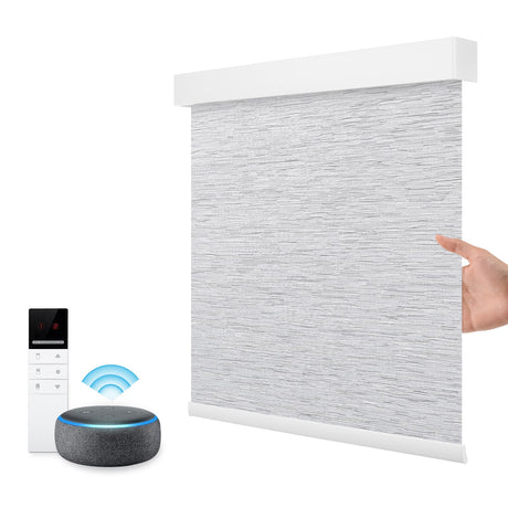 Motorized Smart Blind for Window with Remote Control, Automatic Blackout Roller Shade Customizable Size,with Valance Child Safety Rechargeable Battery Blinds (Full Blackout Black)
