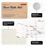 Stone Bath Mat, Diatomaceous Earth Shower Mat, Non-Slip Super Absorbent Quick Drying Bathroom Floor Mat, Natural, Easy to Clean (23.6 x 15.35 Darkgrey)