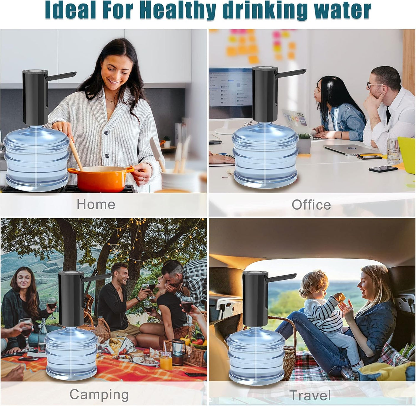 5-Gallon Water Bottle Pump Dispenser: YISH Electric Water Dispenser Pump for Bottled Water Foldable Drinking Water Pump USB-Charing Water Bottle Dispenser Automatic Water Gallon Pump