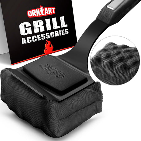 GRILLART Grill Brush Bristle Free. SteamWizards BBQ Replaceable Cleaning Head, Unique Seamless-Fit Scraper Tool for Cast Iron/Stainless-Steel Grates, Safe Barbecue Grill Cleaner-Red