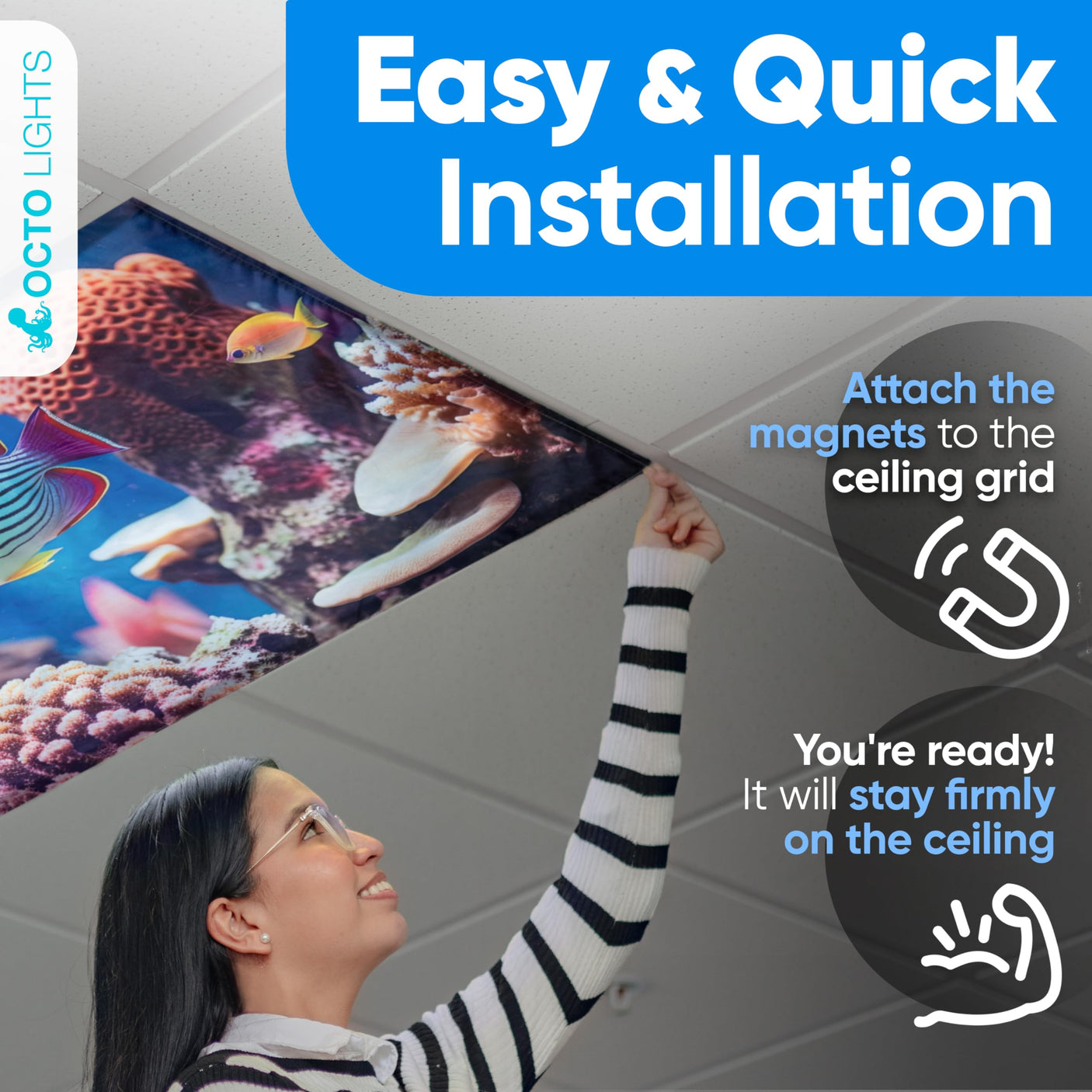 Magnetic Fluorescent Light Covers for Ceiling Lights - Astronomy Cover for Fluorescent & LED Fixture - Must Haves for Teacher Supplies - Classroom, Home, Office Decor - Shield Overhead Lighting