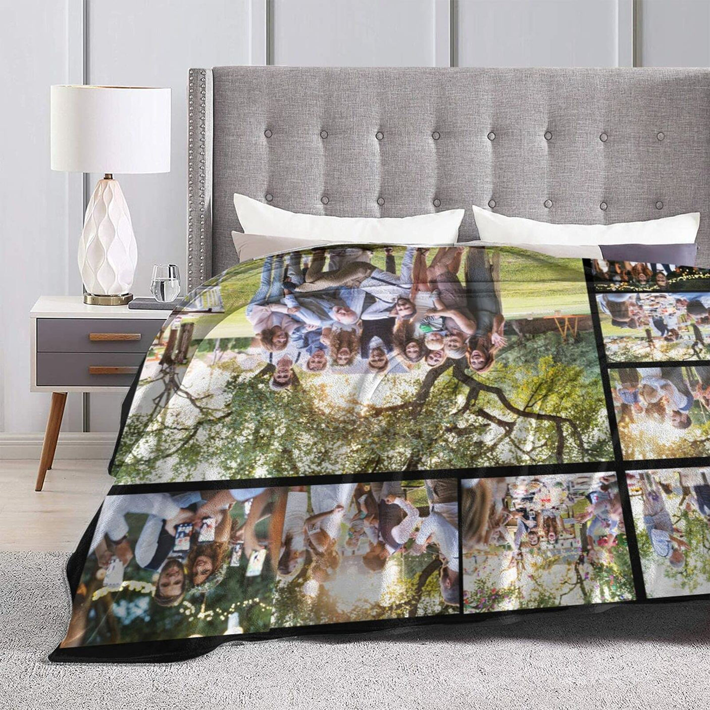 Custom Blanket with Photo Text Personalized Bedding Throw Blankets Customized Flannel Fleece Blankets for Family Birthday Wedding Gift Fits Couch Sofa Bedroom Living Room (1 Photos, 40"x50")