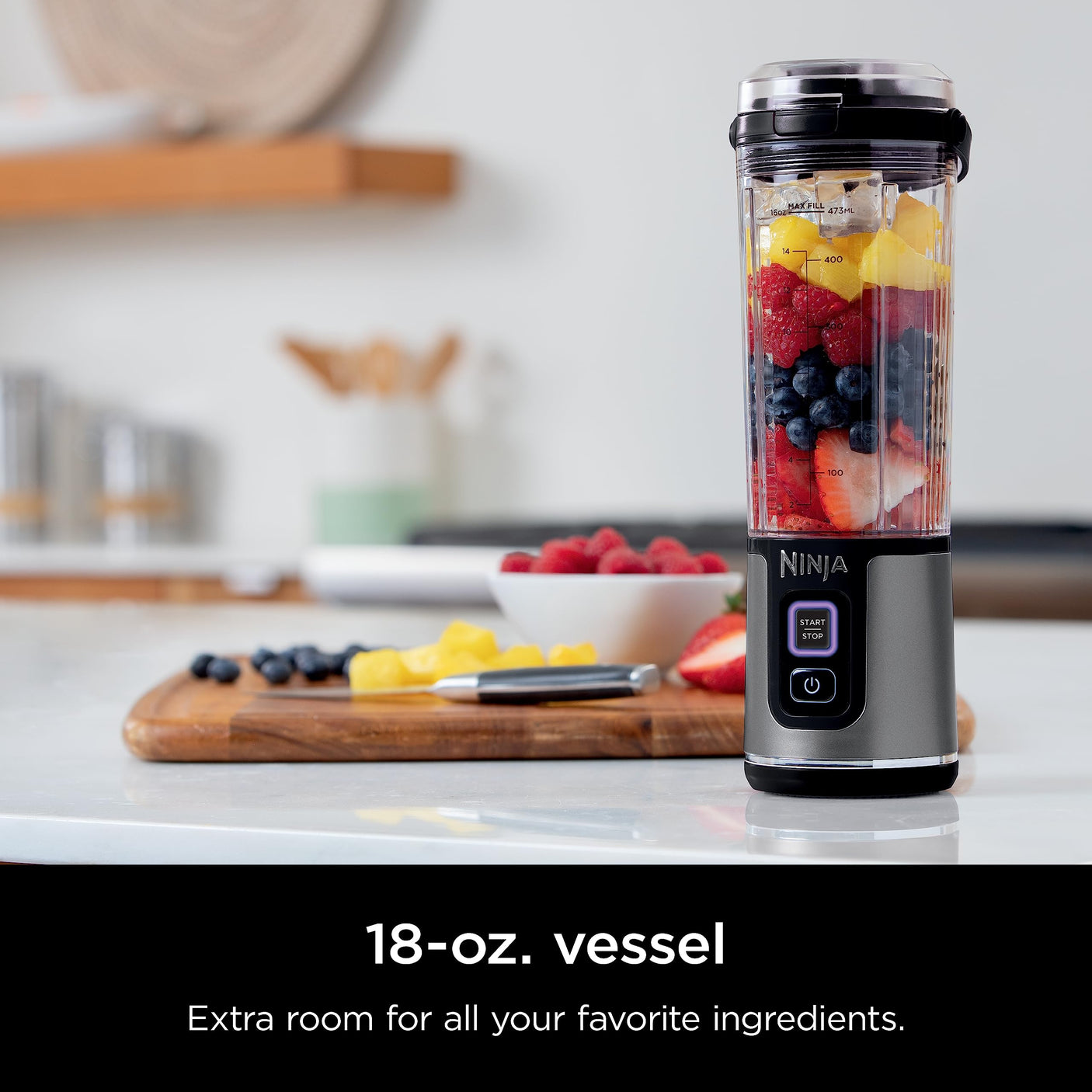 Ninja BC155PS Blast Two-Pack Portable Blender, Cordless, 18oz. Vessel, Personal Blender-for Shakes & Smoothies, BPA Free, Leakproof-Lid & Sip Spout, Rechargeable, Dishwasher Safe Parts, Peach & Stone