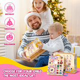 Busy Board, Montessori Toy for 1-3 Years Old, Wooden Toddler Sensory Travel Toy, Ideal Gift for 1+ Year Old Boys (Busy Board Plus V2), Medium, Yellow