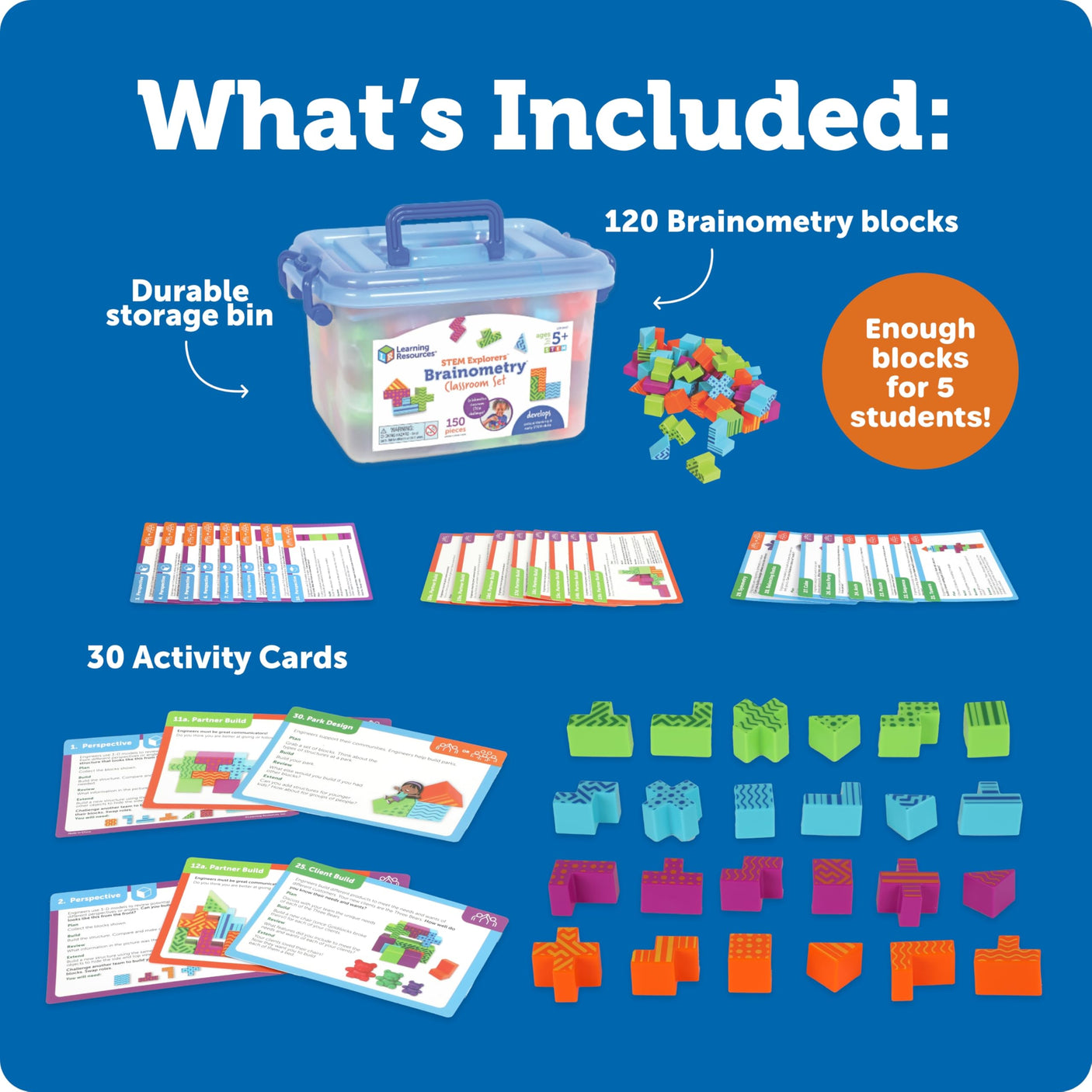 Learning Resources STEM Explorers Brainometry - 3d Puzzle, Brain Games, Brainteaser, Building Logic Toys, Gifts For Boys and Girls, Fine Motor Skills , Pattern Blocks, Math Manipulatives