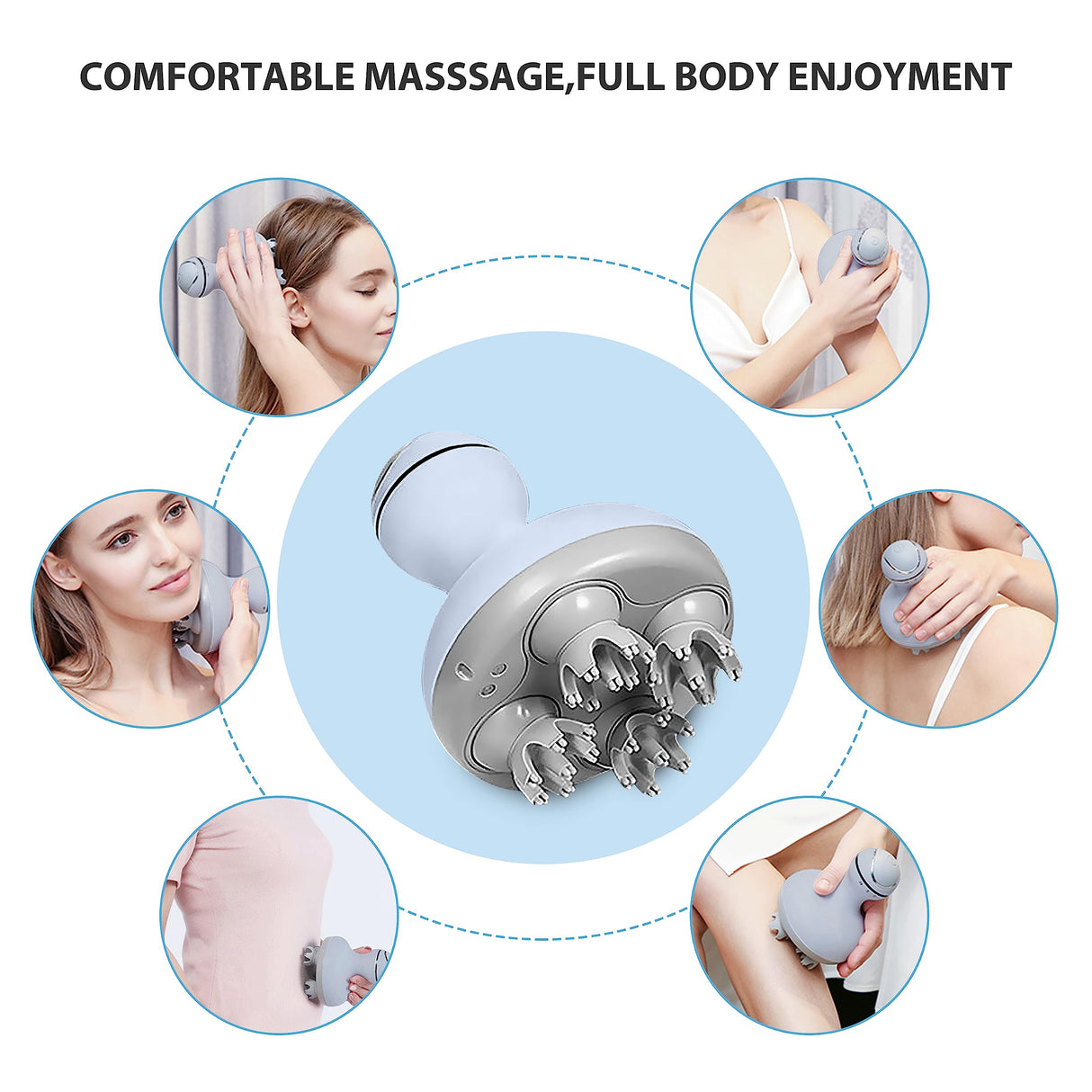 COMFIER Electric Cordless Hair Scalp Massager with Kneading 84 Massage Nodes, Handheld Portable Head Scratcher Massager for Hair Growth, Deep Clean and Stress Relax, Gifts for Men Dad