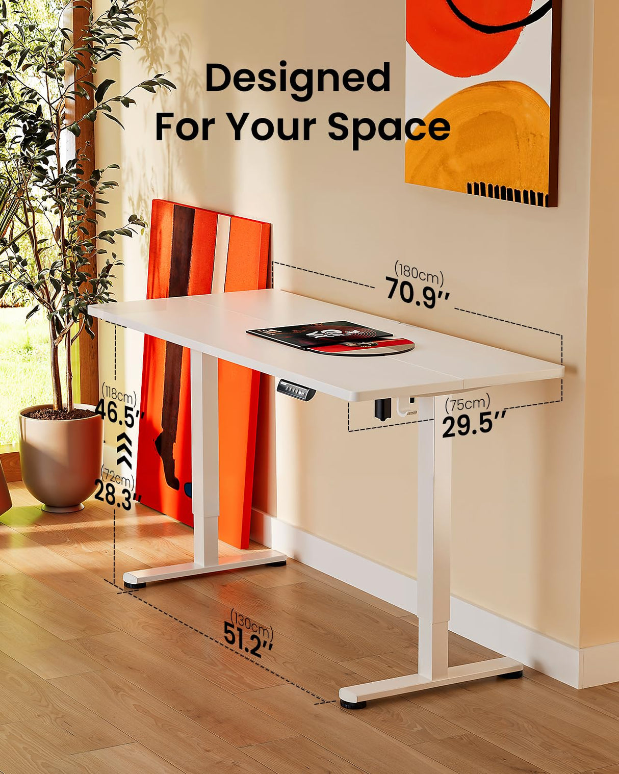 ErGear Height Adjustable Electric Standing Desk, 55 x 28 Inches Sit Stand up Desk, Large Memory Computer Home Office Desk with Two-Piece Desktop (Black)