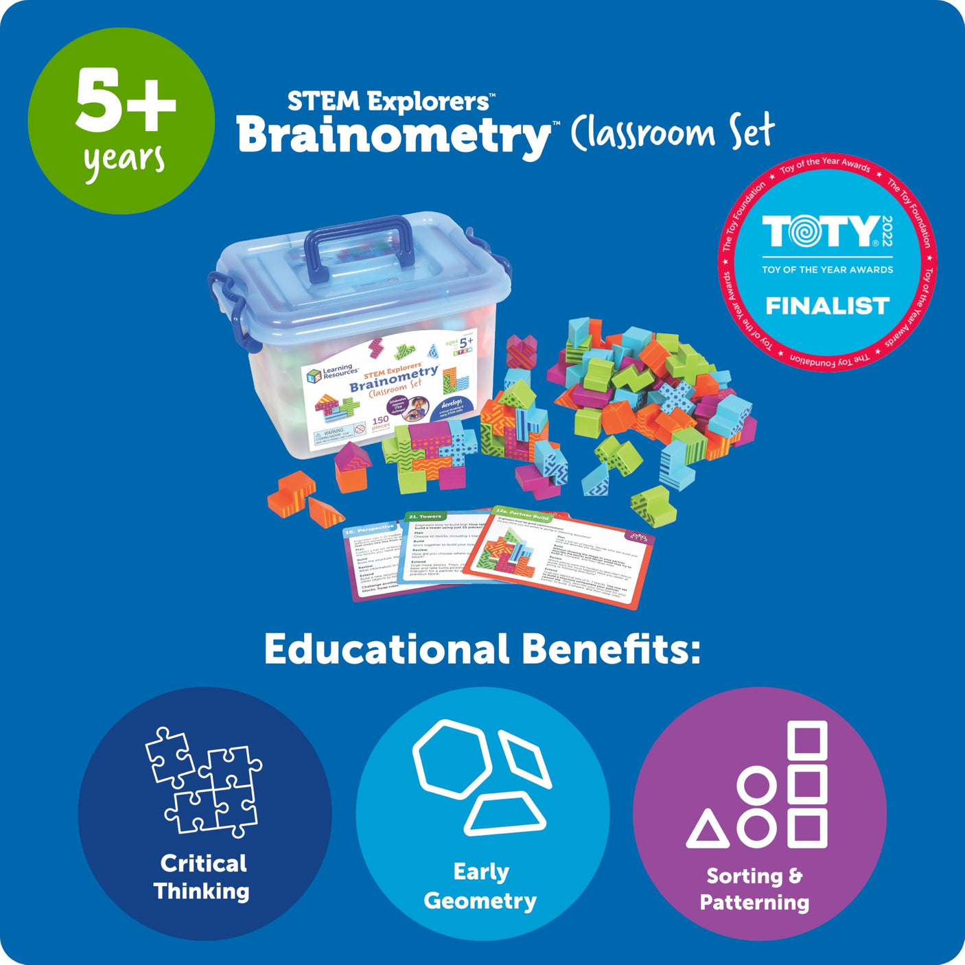 Learning Resources STEM Explorers Brainometry - 3d Puzzle, Brain Games, Brainteaser, Building Logic Toys, Gifts For Boys and Girls, Fine Motor Skills , Pattern Blocks, Math Manipulatives