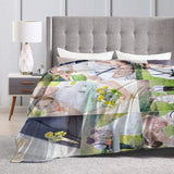 Custom Blanket with Photo Text Personalized Bedding Throw Blankets Customized Flannel Fleece Blankets for Family Birthday Wedding Gift Fits Couch Sofa Bedroom Living Room (1 Photos, 40"x50")