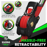 Rhino USA Retractable Ratchet Straps (4-Pack) - 1 Inch x 10 Feet (1,209lb Break Strength) - Heavy Duty Auto Self Retracting Tie Down Straps for Truck, Cargo Trailer, Motorcycle, Rad & More - Green