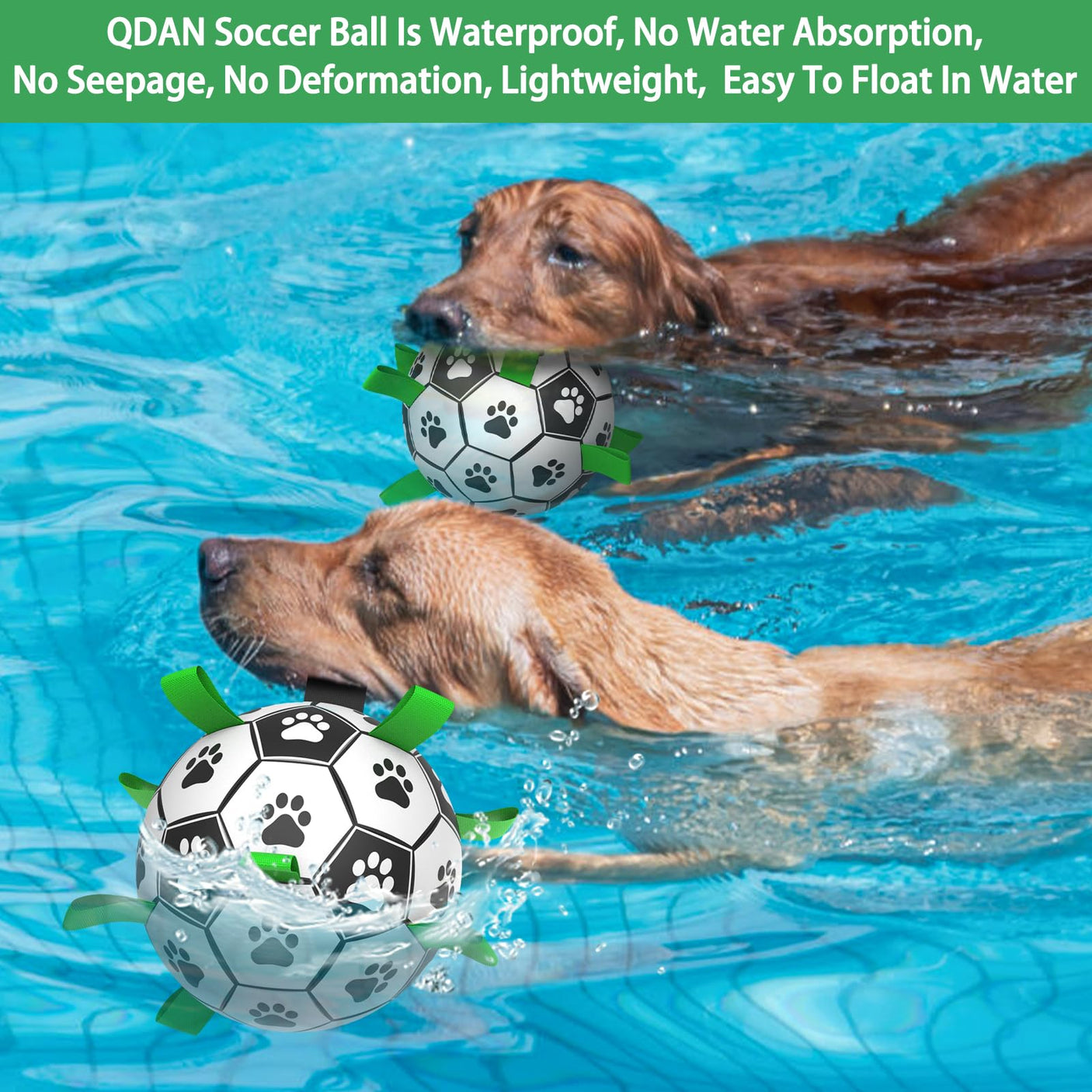 QDAN Premium Dog Toys Balls, Dog Soccer Ball with Straps, Dog Birthday Gifts, Herding Ball, Durable Balls for Small Medium Pet, Puppy Outdoor Toy, Pet Training Soccer Ball, World Cup Soccer (6 Inch)