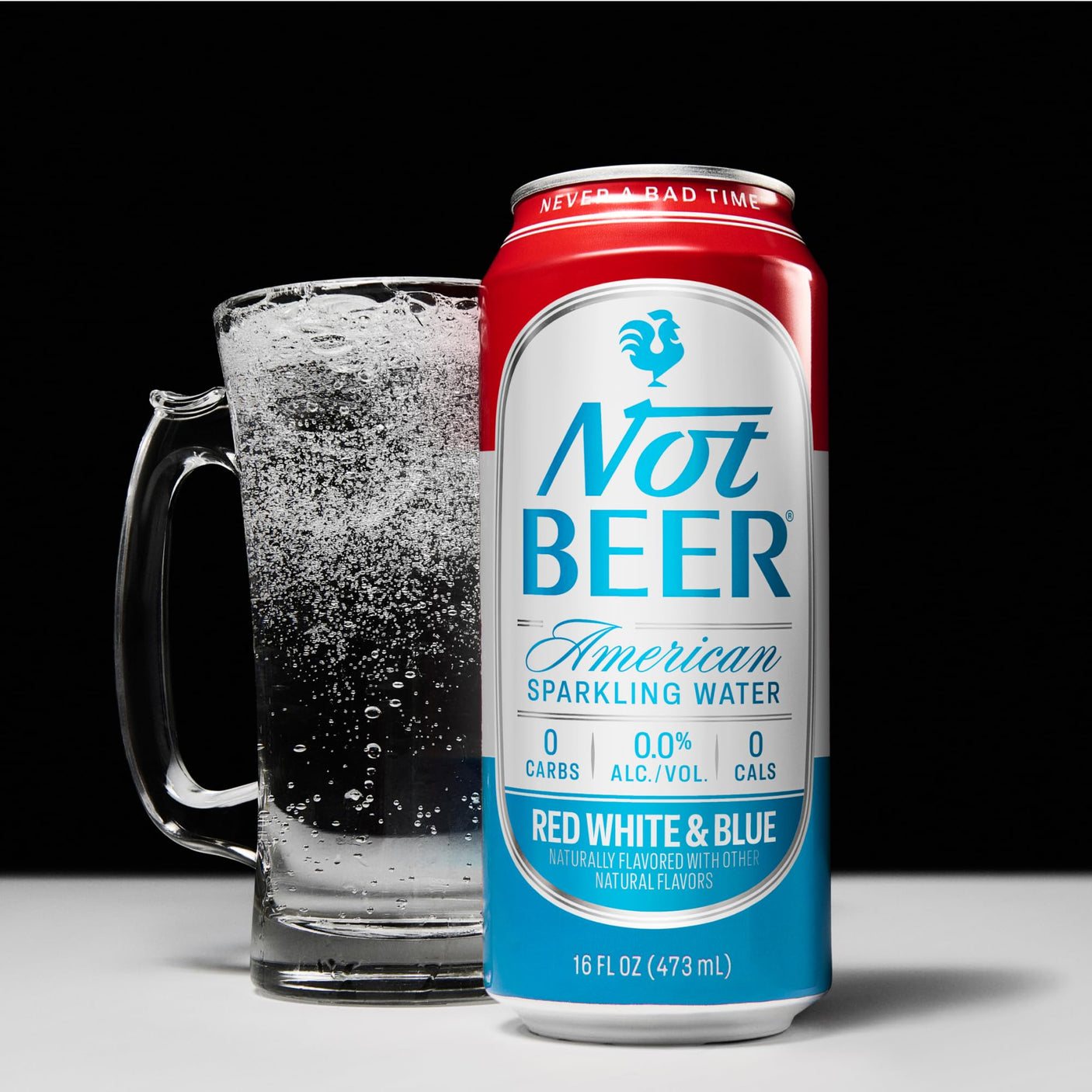 Not Beer American Sparkling Water, Original, 99.9% Pure, Mineral & Electrolyte Blend, Unflavored Carbonated Water, Made in America, Plain Sparkling Water, 16 Oz Tallboy Cans, 8 Pack
