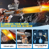 Powerful Electric Water Gun, Glowing Silencer, Automatic Squirt Gun up to 32Ft Long Range, 300 Water Shots, Classic Strong Squirt Gun, Summer Outdoor Swimming Pool Water Toy for Adult/Kids Gray