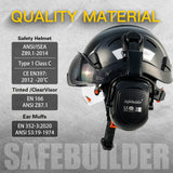 Industrial Safety Helmet with Visor Ear Muffs Hard Hat with Visor Vented Hardhats Construction Work Head Protection ANSI