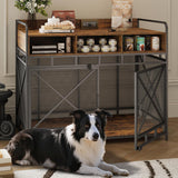 Dog Crate Furniture, 43 Inch Large Dog Kennel End Table with 3 Drawers, Heavy Duty Dog Crate for Large Dogs, Wooden Decorative XL Dog Cage Indoor 43.3" L x 27.6" W x 35.7" H (Rustic Brown)
