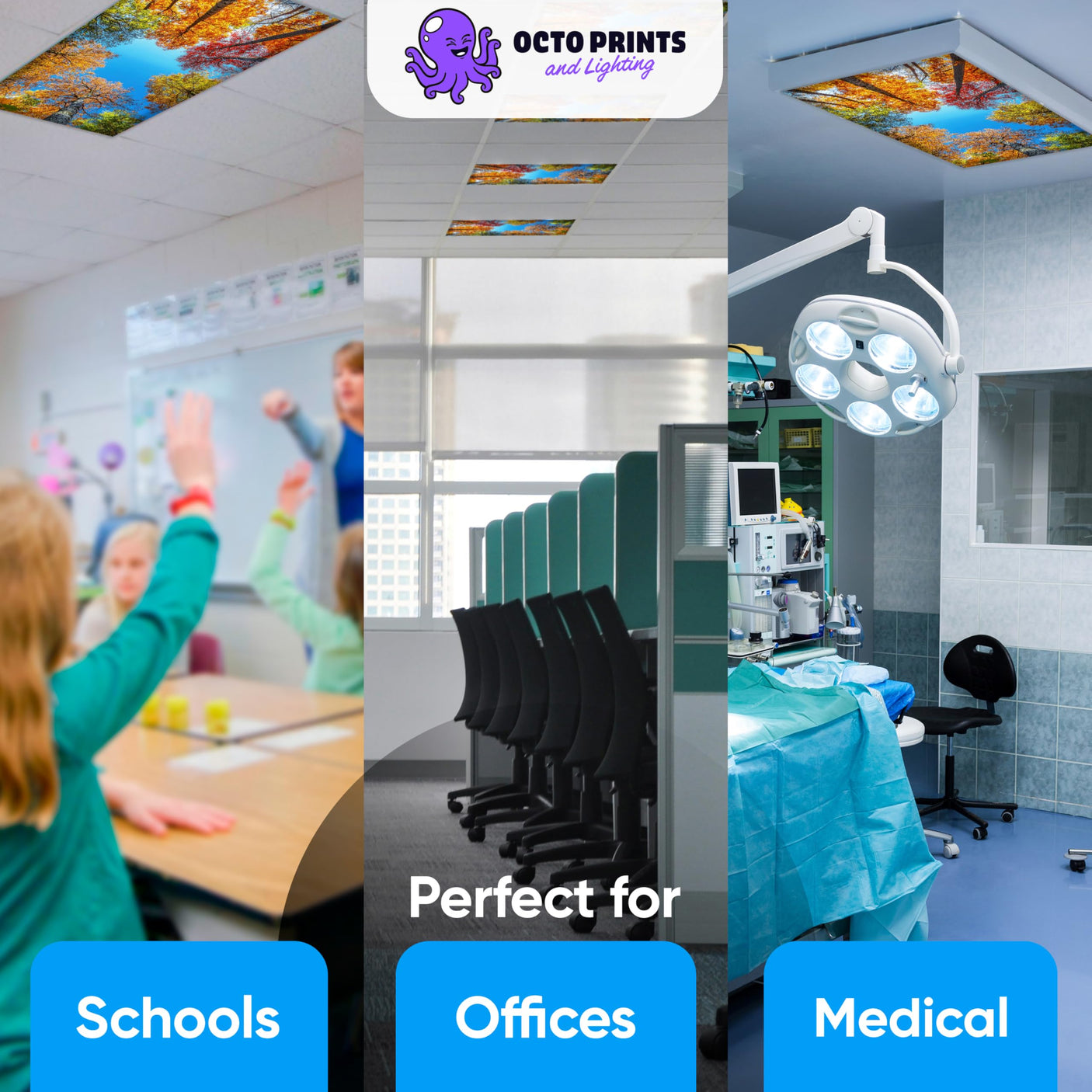 Magnetic Fluorescent Light Covers for Ceiling Lights - Astronomy Cover for Fluorescent & LED Fixture - Must Haves for Teacher Supplies - Classroom, Home, Office Decor - Shield Overhead Lighting