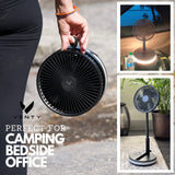 VENTY Original Portable Fan - Wireless Battery Operated Fan With 4 Speeds, LED Lighting, Carry Case & Remote Control - Premium Travel Rechargeable Fan & Power Bank With USB & USB-C Ports (Black)