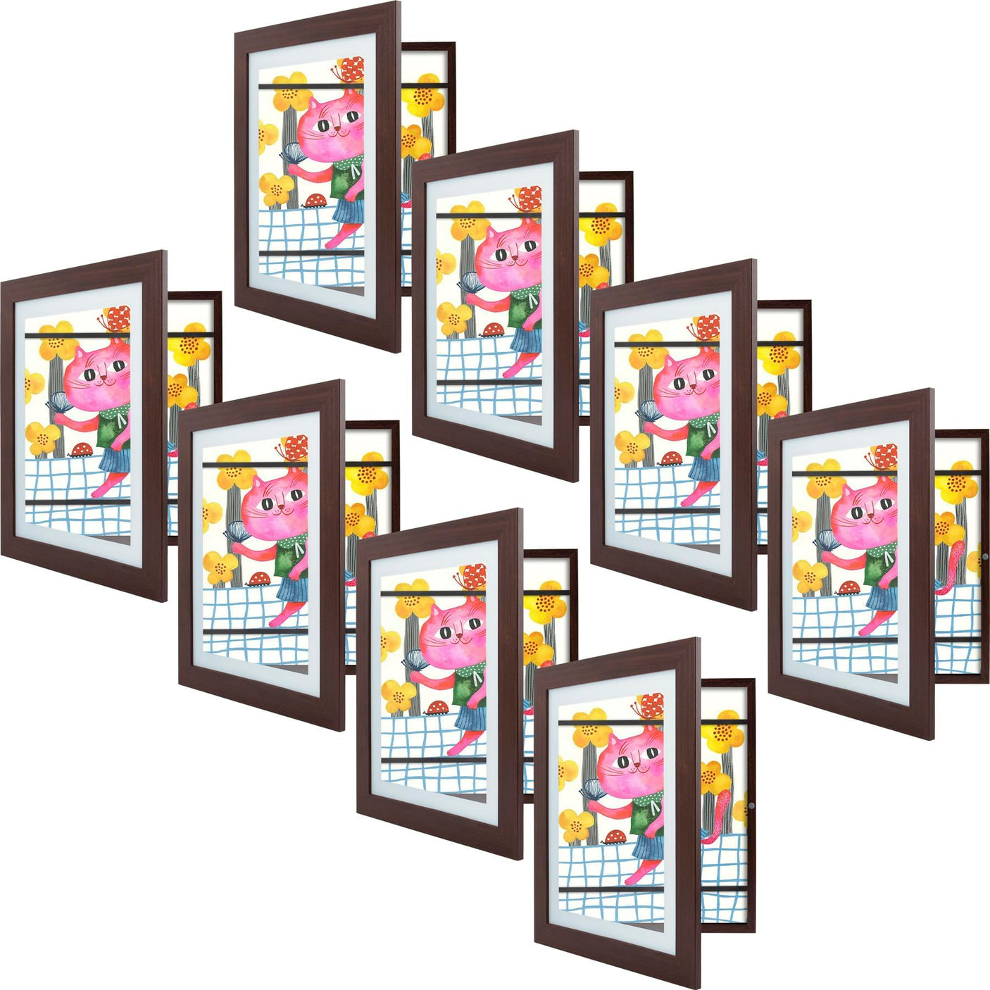 Golden State Art, 10x12.5 Kids Art Frames, Front-Opening Picture Frame Great for Kids Drawings, Artworks, Children Art Projects, Schoolwork, Home or Office (Walnut Set of 2)