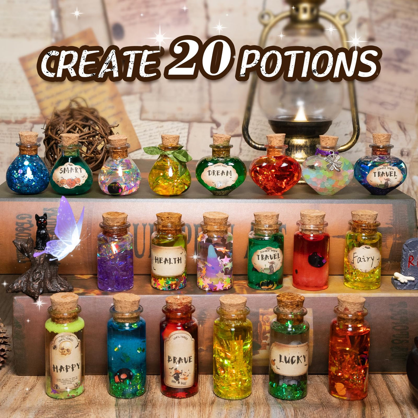 Magic Potions Craft Kit for Kids - Mix 20 Glow Witch Potion Bottles, Fairy Magic Potions Making Kit - Christmas Decorations Birthday Gifts for Girls Boys 6 7 8 9 10+