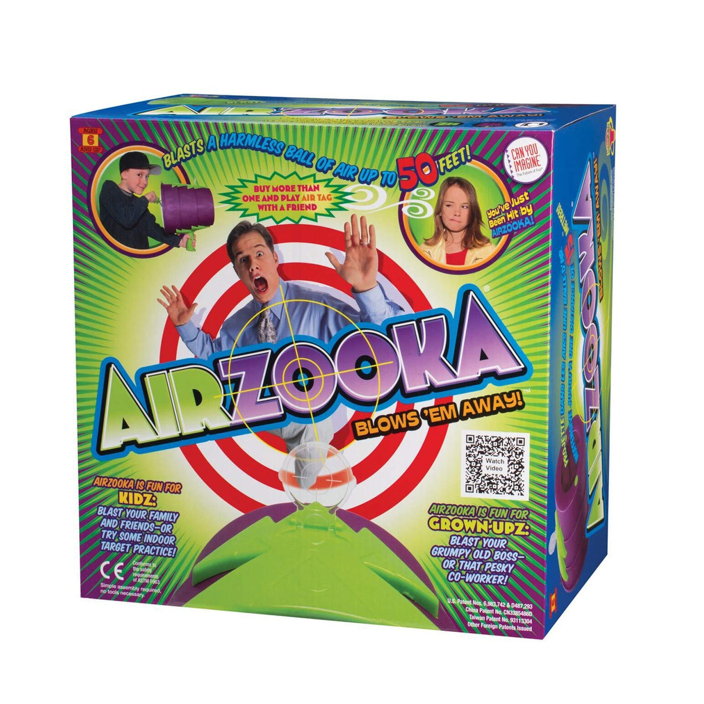 Airzooka Toysmith, Blast A Harmless Ball Of Air Toy, Green, All Ages - Adults Too Small