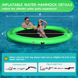 Round Floating Ring Inflatable Water Hammock Heavy Duty River Floats Lake Raft for Adults Tanning Pool Lounger Float Island Platform Pad Mat for Party