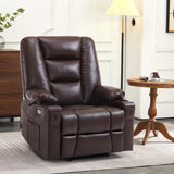 MCombo Power Lift Recliner Chair for Elderly, Lift Chair with Heat and Massage, USB Ports, Cup Holders, Faux Leather 7519 (Medium, Dark Brown)