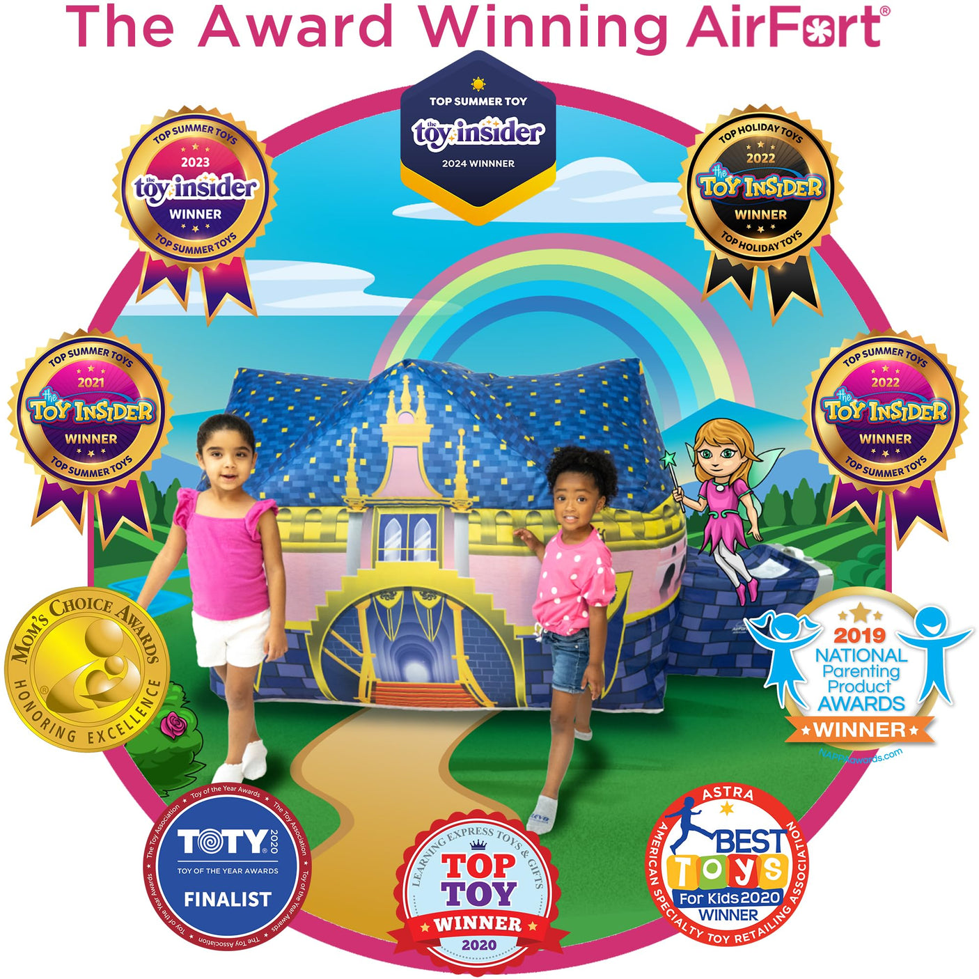 The Original Patented AirFort - Build A Fort in 30 Seconds, Inflatable Fort for Kids, Play Tent for 3-14 Years, A Playhouse Where Imagination Runs Wild, Fan not Included (Starry Night)