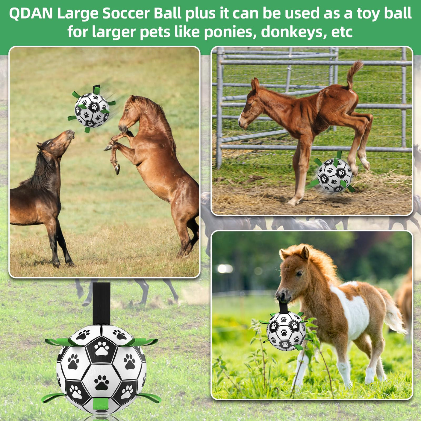 QDAN Premium Dog Toys Balls, Dog Soccer Ball with Straps, Dog Birthday Gifts, Herding Ball, Durable Balls for Small Medium Pet, Puppy Outdoor Toy, Pet Training Soccer Ball, World Cup Soccer (6 Inch)