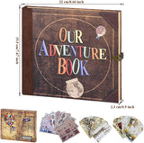 Scrapbook Photo Album,Our Adventure Book, Embossed Words Hard Cover Movie Up Travel Scrapbook for Anniversary, Wedding, Travelling, Baby Shower, etc (Adventure Book)