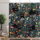 Fowocu Funny Cat Shower Curtain Set Teal Blue Sea Ocean Waterproof Fabric Shower Curtains with Animal Octopus Starfish Turtle Anchor Fish Nautical Bathroom Decor (Blue, 72''×72'')