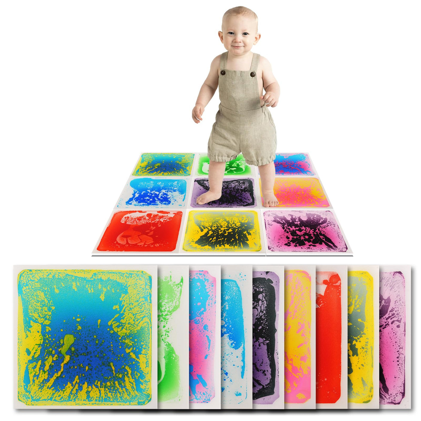 Art3d Liquid Fusion Activity Play Centers for Children, Toddler, Teens, 12" X 12" Pack of 9 Tiles